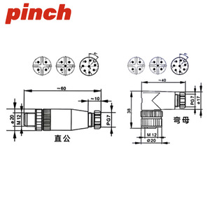 Conector Circular Pinch M12 de 4 Pines, Hembra, Impermeable, para Sensor, con Montaje de Brida - Product Image 2