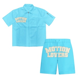 Custom Manufacturer High Quality Man Streetwear Pu Leather <b>Zip</b> <b>up</b> <b>Jackets</b> Shirts and Shorts Heavyweight Leather Shorts Set - Product Image 1