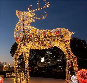 Al Aire Libre impermeable Led 3D Reno trineo motivo luz Navidad ciervo adornos figurita para decoración de Navidad proveedores