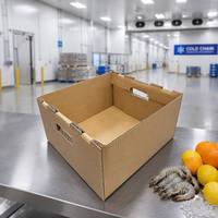 Boîtes en carton ondulé ciré imperméables, écologiques, recyclables, pour l'emballage de légumes, fruits et fruits de mer, carton robuste, taille personnalisée, logo