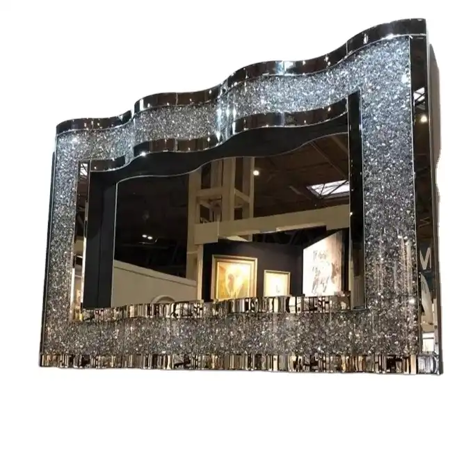 Crushed Diamond Wand spiegel UK Markt heiß verkaufen 3D Wave Silber  dekorativen Spiegel