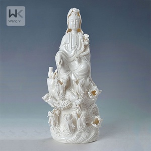 Ornements Bouddha Guanyin en céramique faits à la main, style Kowloon, en porcelaine <span class=keywords><strong>Blanc</strong></span> de Chine, Bodhisattva pour attirer la prospérité - Product Image 4