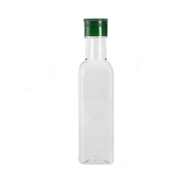 Bouteille carrée en plastique PET de 250 ml, impression d'étiquettes, contenants pour huile de palme/huile d'olive/huile de noix de coco