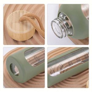 Botella de Agua Deportiva Personalizada con Tapa de Bambú Ecológica, Inspirada en el Signo Acuario, con Marcador de Tiempo para Beber - Product Image 2