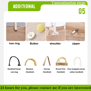 Tas jinjing Linen Eco besar berkualitas tinggi tas jinjing goni belanja bahan rami goni dengan logo kustom - Product Image 6