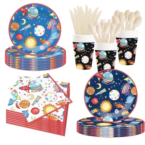 DAMAI - Decoración para Fiestas de Cumpleaños con Temática Espacial, Platos, Servilletas y Vasos de Papel para Niños - Product Image 5
