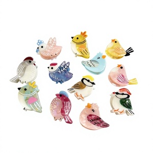 Mini pince à cheveux unisexe en acétate, faite main, style coréen, motif poussin de dessin animé mignon, simple, pour franges, mèches rebelles et coiffure arrière - Product Image 1