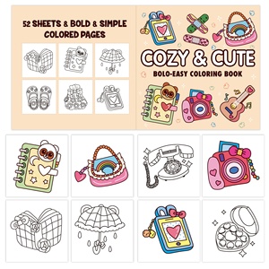 Libro <span class=keywords><strong>para</strong></span> Colorear <span class=keywords><strong>para</strong></span> <span class=keywords><strong>Adultos</strong></span> y Adolescentes de 52 Páginas con Cubierta de Papel <span class=keywords><strong>para</strong></span> Pintura Gouache, Encuadernación Térmica y Cosida - Product Image 4