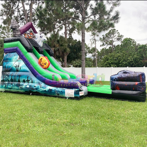 Casa encantada inflable con tobogán, combo de casa inflable para Halloween con tobogán. - Product Image 2