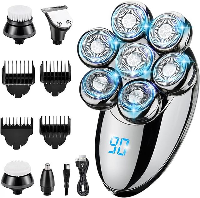 RAYCO Upgrade Floating Electric Rotary Shaver Waterproof 7D Blade Rechargeable LCD Head Shaver for Men for Body Bikini