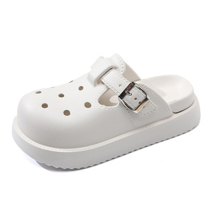 Women's Solid Color <b>Clogs</b> Platform Height Increasing Closed Toe EVA Breathable Non Slip Durable Beach Sandals Summer White - Product Image 5