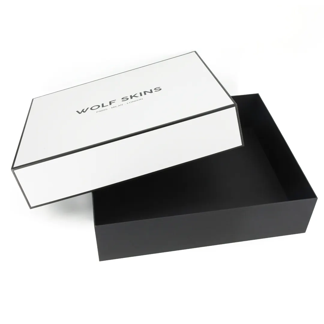 Grande boîte cadeau de haute qualité avec logo personnalisé et couvercle de base Boîte d'emballage en carton haut et bas en papier noir pour robe de mariée