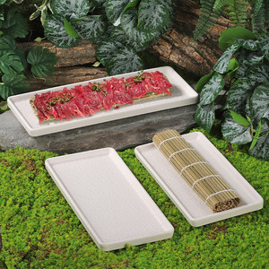 Vajilla para Hot Pot Mountain Breeze: Plato Rectangular Blanco; Plato de Carne de Res Chaoshan para Hot Pot: Carne de Res Fresca en Rodajas; Cinco Flores - Product Image 1