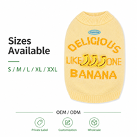 Pull pour chien personnalisé avec logo OEM, vente en gros, motif banane 3D, vêtements tricotés pour animaux de compagnie, col côtelé, pull-over