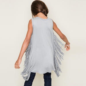 Nuevos Productos en Oferta, Camiseta sin Mangas con Borlas de Color Gris Claro para Chicas Jóvenes, Envío Directo - Product Image 2