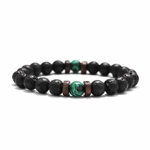 Pulsera Elástica de Piedras Naturales Vintage con Cuentas de Madera y Piedra Volcánica de Lava <span class=keywords><strong>para</strong></span> Uso Diario Masculino - Product Image 6