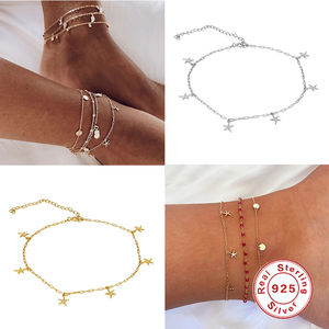 Nouvelle Chaîne de Cheville Étoile en Argent Sterling S925 Plaqué Or 18 carats, Design Mignon 2021 pour Filles, Garçons et Enfants - Product Image 5