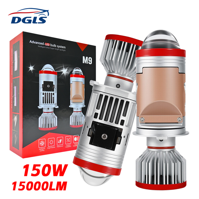 DGLS M9 Mini H4 LED Headlight Bulb Halogen Replacement 150W 15000LM 5-Min Install IP68 Waterproof Car Lamp