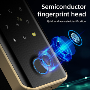 Glass Door Smart Cloud <b>Lock</b> TTLock App Fingerprint Password IC Card Mechanical Key Unlock Office Frameless Glass Door Smart <b>Lock</b> - Product Image 4