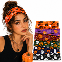 Nouveau Bandeau Élastique Personnalisé pour Femme, Motif Fantôme Citrouille Dessin Animé, en Polyester Doux Extensible, Accessoire Cheveux Cosplay pour Halloween