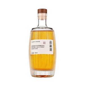 Bouteille en verre transparente à rayures verticales de 500 ml, best-seller, pour whisky, vodka et rhum, avec bouchon en métal et <span class=keywords><strong>film</strong></span> rétractable - Product Image 1