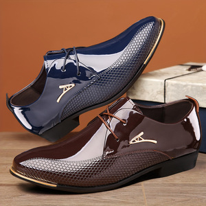 Chaussures habillées en cuir respirantes pour hommes, style britannique haut de gamme, à bout pointu, pour l'été, idéales pour les affaires et les mariages - Product Image 1