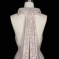Robe de soirée sirène moulante Jancember LSZ496 sexy à col halter, ornée de perles, de cristaux et de découpes, idéale pour les bals de promo