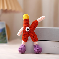 Porte-clés Monogramme au Crochet, Lettre en Peluche Amusante Tricotée, Breloque de Sac, Étiquette Personnalisée pour Sac à Dos d'Enfant, Vente en Gros