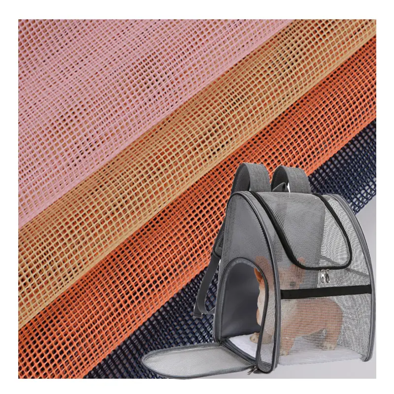 थोक बुनाई रंगीन वर्ग ग्रिड पीवीसी 12 सुई जाल कपड़े प्रकाश प्लास्टिक शुद्ध कपड़े टिकाऊ समुद्र तट कुर्सी टोकरी पालतू जानवर मामले