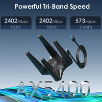 Adaptador WiFi USB 3.0 WAVLINK, Solo para Windows 11/10, Adaptador Inalámbrico de Triple Banda WiFi 6E AX5400, Adaptador de Red WN693X2F