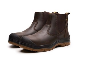 Bottes de sécurité industrielles en cuir Crazy Horse <span class=keywords><strong>marron</strong></span> L617-1 OEM/ODM pour hommes, bottes de construction antidérapantes à semelle en caoutchouc, bottes de soudage - Product Image 6