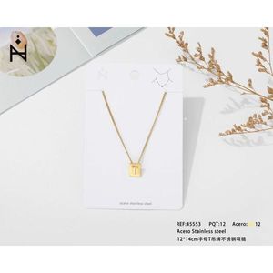 Collana con Ciondolo a Forma di Lettera T in Acciaio Inossidabile 12x14cm, Gioielli alla Moda - Product Image 3