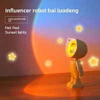 Lampe Coucher de Soleil Robot, Veilleuse USB à Commande Tactile, Lumière d'Ambiance pour Chambre, Projection du Lever du Soleil
