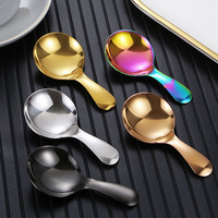 Mini cuillère à épices mignonne en acier inoxydable 304, cuillère à dessert ronde pour bébé, cuillère à thé et café à manche court