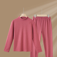 Ensemble de sous-vêtements thermiques unisexe à col montant en cachemire épais, avec pantalon d'automne doublé polaire, idéal pour l'hiver