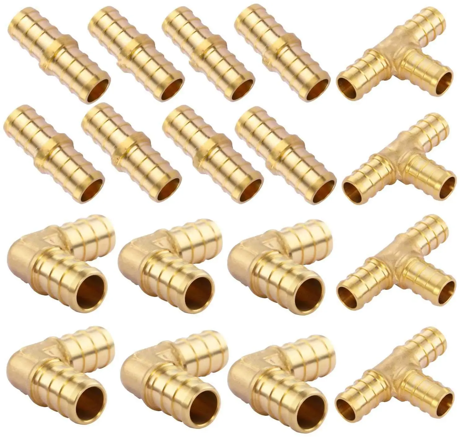 Astm F1807 Push Sluit Gelijke Tee Brass Crimp Montage Sanitair Loodvrij Pex Fittings