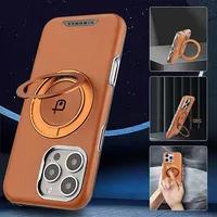Étui en cuir avec support magnétique rotatif pour iPhone 17 Pro Max 16 Plus 15 14 13 12 Pro, coque de protection plaquée avec protection d'objectif