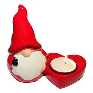 Красный Рождественский керамический подсвечник ручной росписью керамический нордический Рождественский Санта-Клаус Статуэтка с носом длинная шляпа свеча банка