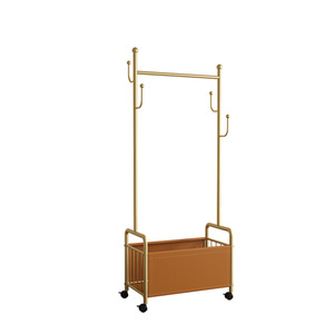 Floor-Standing Metal Coat Rack &amp; Clothes Hanger with Mobile <strong>Pulley</strong> Storage and Clothes Drying Rack for Bedroom/Living Room - Product Image 5