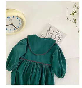 New Style Corduroy Skirt Toddler Girls For Baby Dresses Long Sleeve Princess Hight Quality Atrovirens Fashion Cute Girl Dress