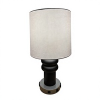 Lampe de table moderne en métal gris avec abat-jour en tissu, alimentation CA, culot E26, commande par interrupteur LED, pour usage hôtelier