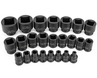 Jeu de douilles à chocs carrées V-strong OEM de qualité industrielle, chromées et phosphatées noires, avec tailles de prise de 1/4 po à 1 1/2 po