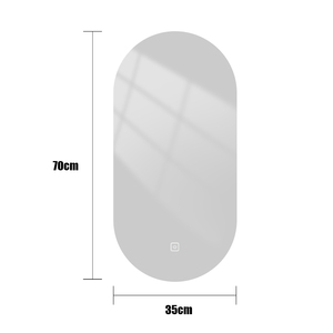 Espejo de Baño LED Inteligente Moderno de Forma Ovalada Joystar con Luz de Fondo, 35x70cm, Regulable 6500K, Pantalla Táctil con 1 Gancho - Product Image 2