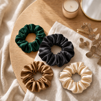 Élastiques à cheveux en soie de haute qualité, couleur unie, 1/2,5/3,5/5/6 cm, prix bas, vente en gros, personnalisables