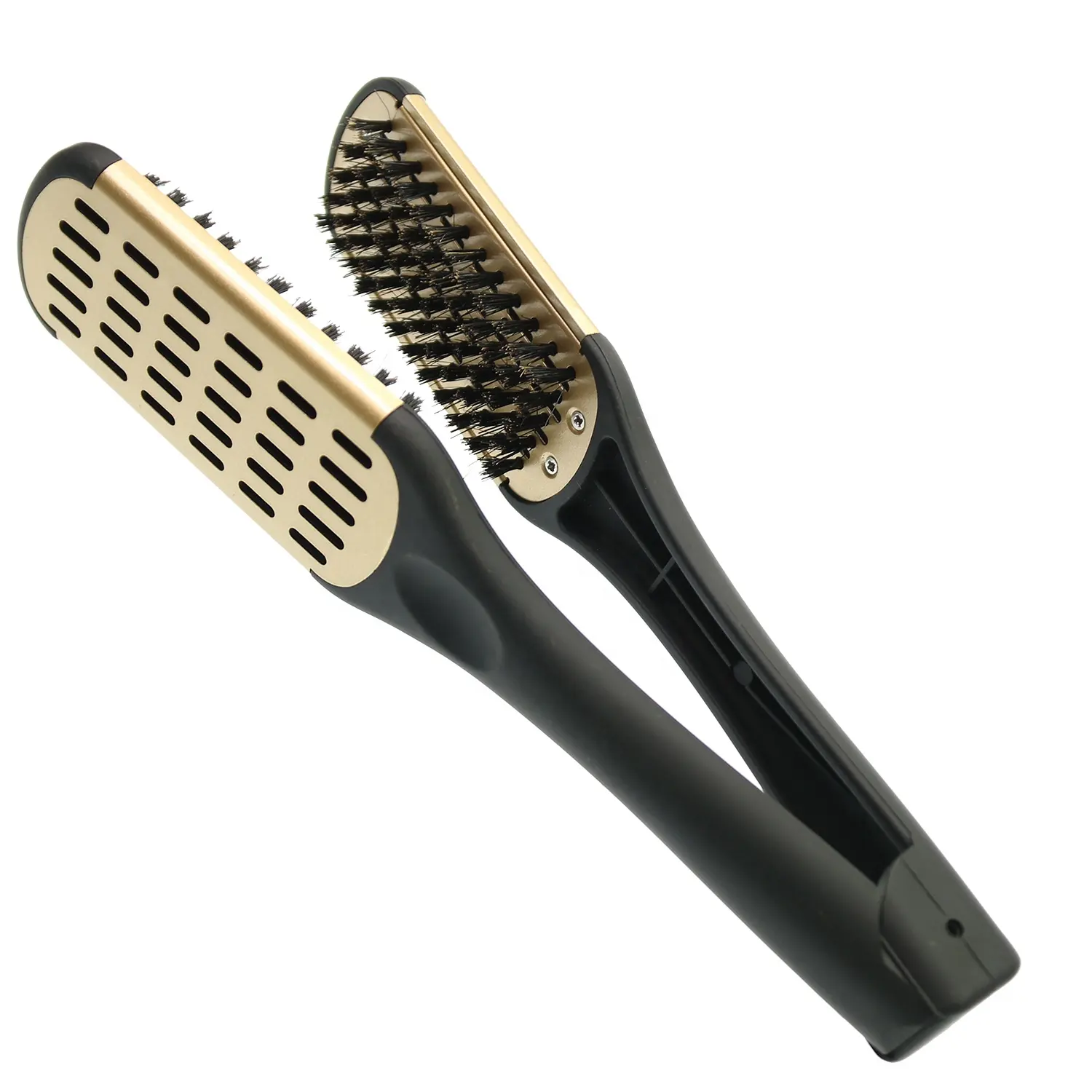 Custom Logo Hair Straightening Comb Styling Tools Boar Bristle Double Sided Brush Clamp