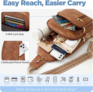 Bolsos cruzados antirrobo para mujer, bolso bandolera RFID, bolso de viaje cruzado de cuero vegano para mujer y hombre - Product Image 3