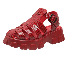 2025 New Foreign Trade Outdoor Roman <b>Sandals</b> Plus Size Thick Bottom Hollow Platform Woven Retro Baotou Summer Casual - Product Image 5