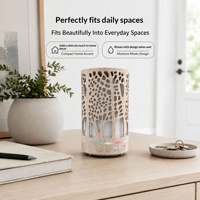 Diffuseur d'aromathérapie silencieux de bureau Faner, capacité 0,5L, type brume, motif bois clair, cylindre à motif d'arbre, lumière chaude creuse pour la maison