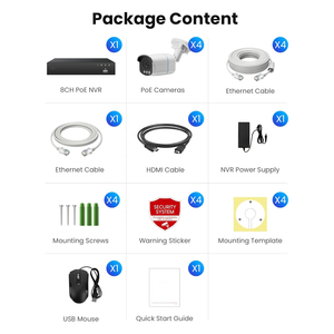 Système de caméra de sécurité PoE 4K, 4 caméras filaires extérieures/intérieures, vision nocturne couleur réelle, 8MP, NVR 8 canaux avec disque dur 2 To - Product Image 6