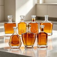 Botol Kaca Whiskey Vodka 750ml dengan Segel Gabus Desain Modern Mewah Logo Dapat Disesuaikan untuk Penggunaan Minuman Keras